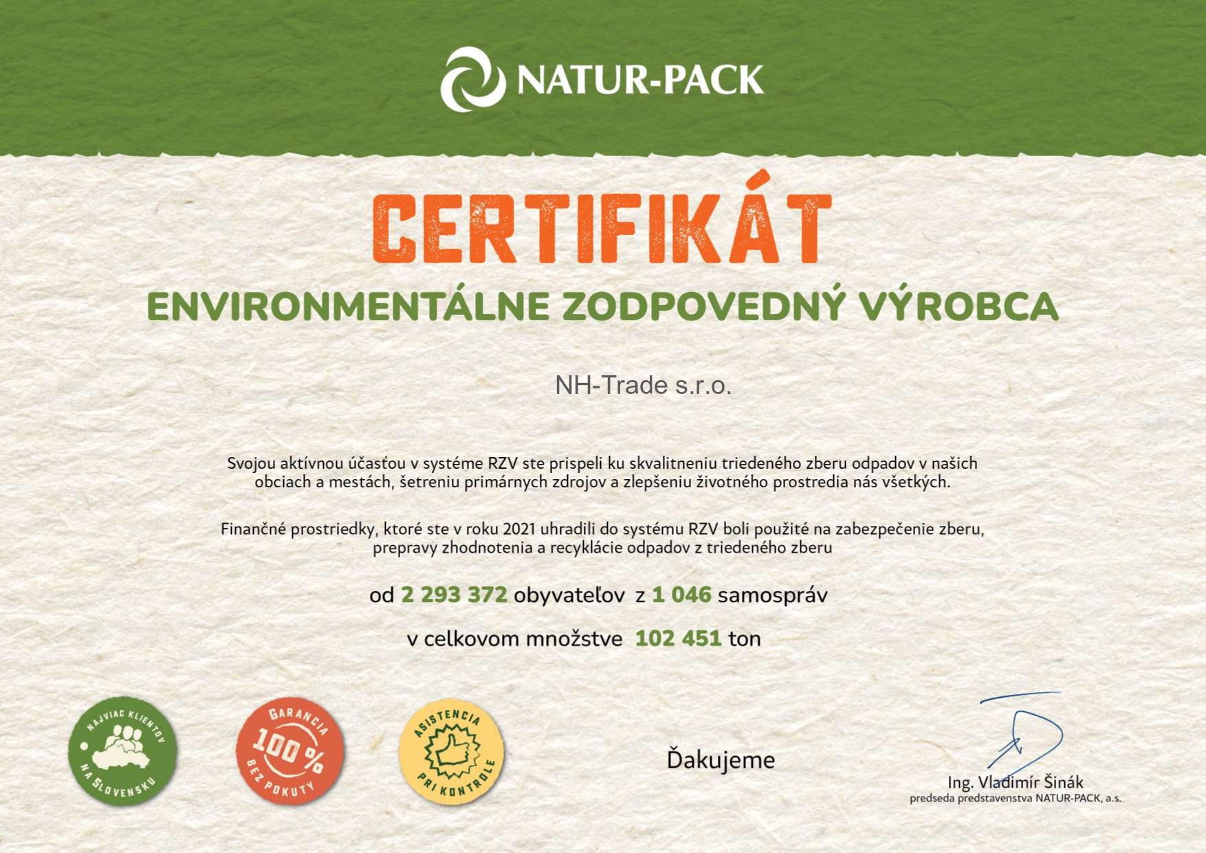 certifikat granule